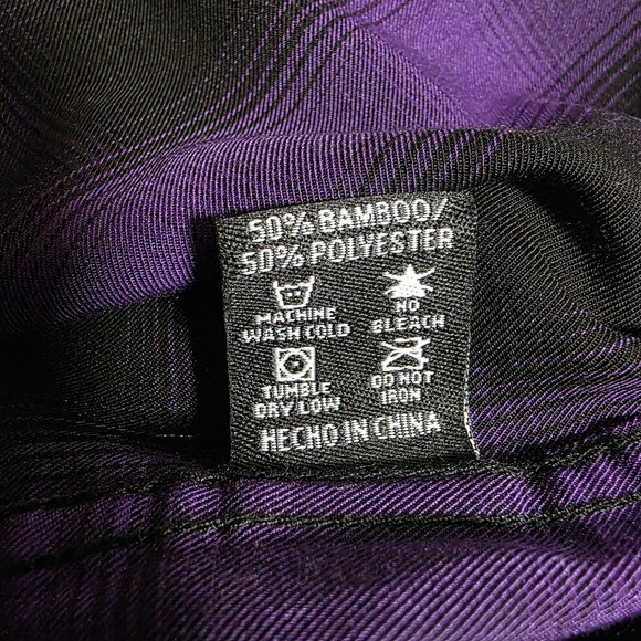 Dixxon Flannel Shirt Mens Large The Heart Short Sleeve Snap Purple Black Striped - Picture 8 of 9